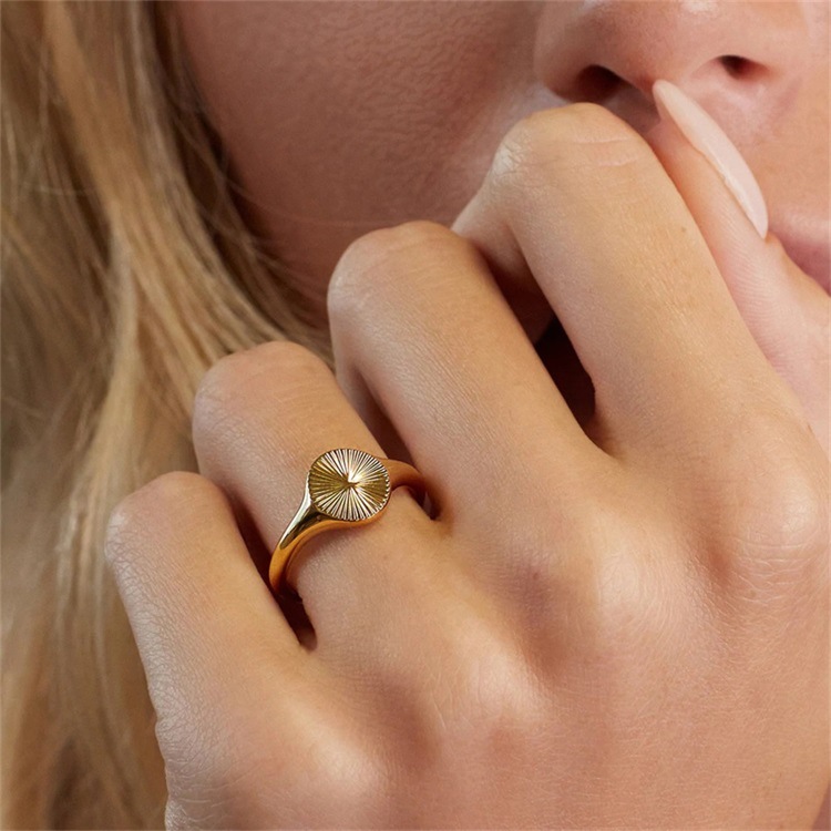5g Weight 0.05µm-0.08µm Gold Plating Thickness PVD Coated Gold Plating Process PVD Coated 14K Gold Real Gold Plated Geometric Stainless Steel Fashion Waterproof Non Tarnish Rings