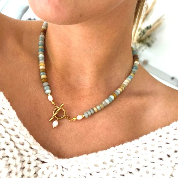 European and American Cross-Border Best-Selling Jewelry, Light Luxury and High-End Natural Stone Pearl Necklace, Retro Bohemian Style Necklace for Women