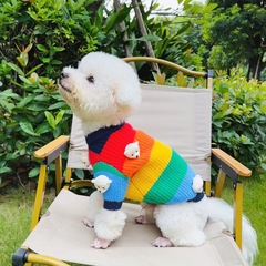 犬服冬保温法闘雪納瑞比熊テディ柴犬西高地ペットセーター虹ニット