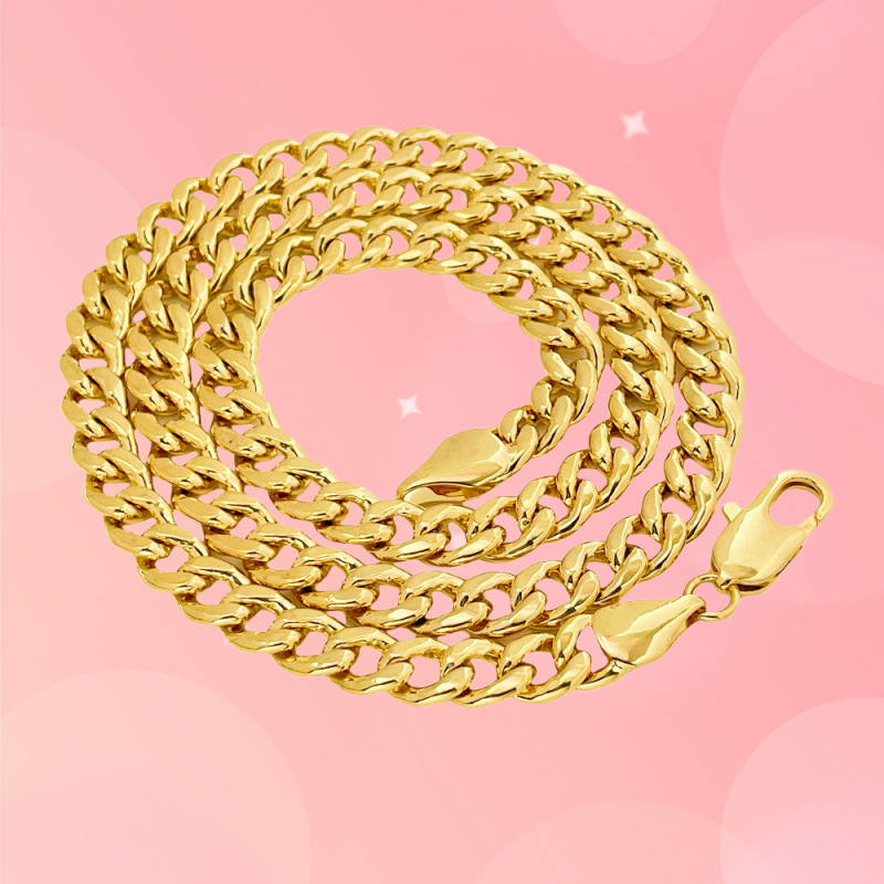 Collana cubana uomo 10mm catena in rame placcato oro gioielli_voghion.com