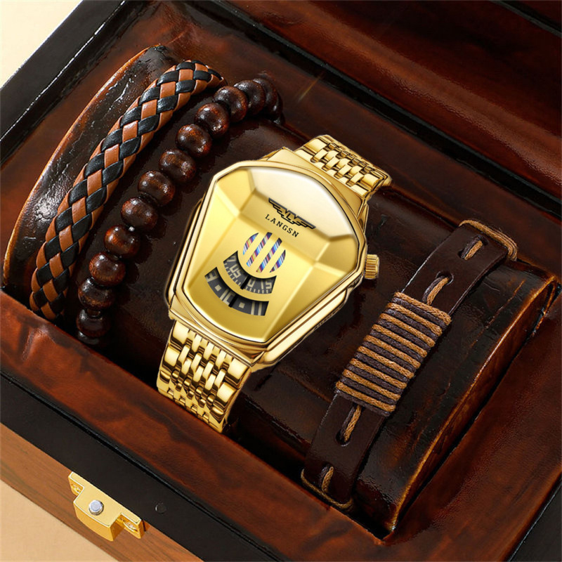 Men's Watch Cross-Border Popular Diamond Concept Business Waterproof Steel Band Fully Automatic Quartz Watch Douyin Dropshipping Wholesale