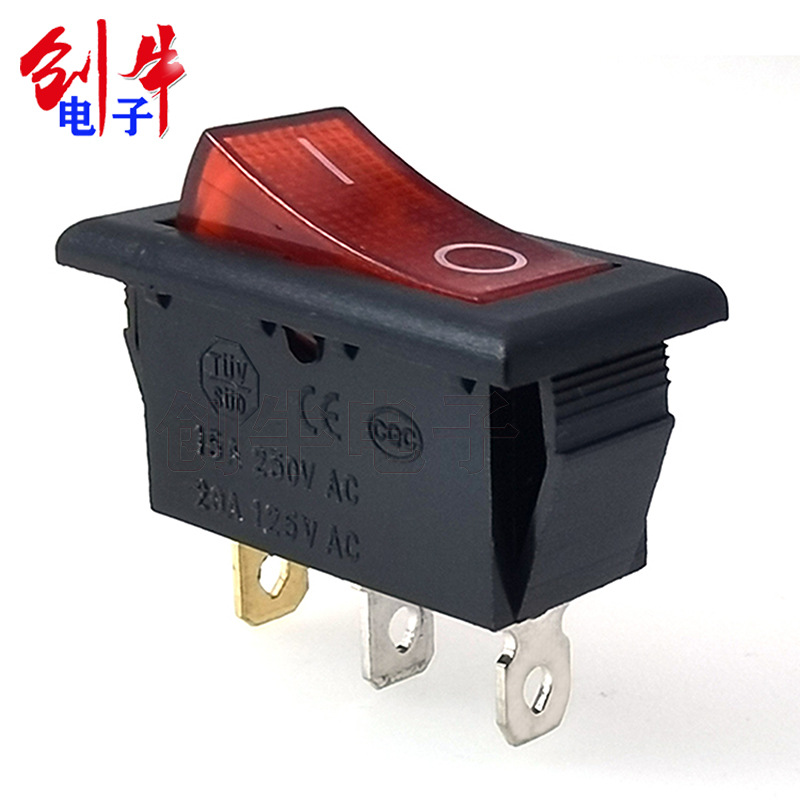 KCD3-101三脚带灯船型开关16*32面板矮基座翘板电源开关QY603-101