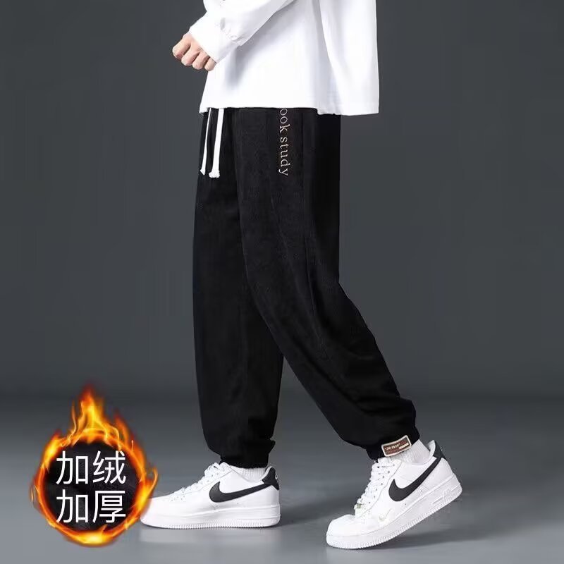 港风工装纯色简约束脚裤秋冬加绒款潮流复古高街慵懒百搭休闲裤