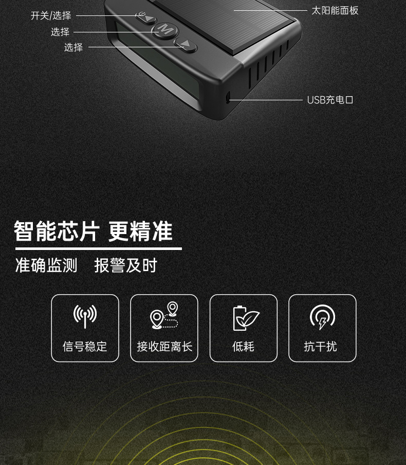T12 Tire Pressure Monitoring System High-Precision Solar-Powered Tire Pressure Monitor Tpms Tire Pressure Wireless Device Smart