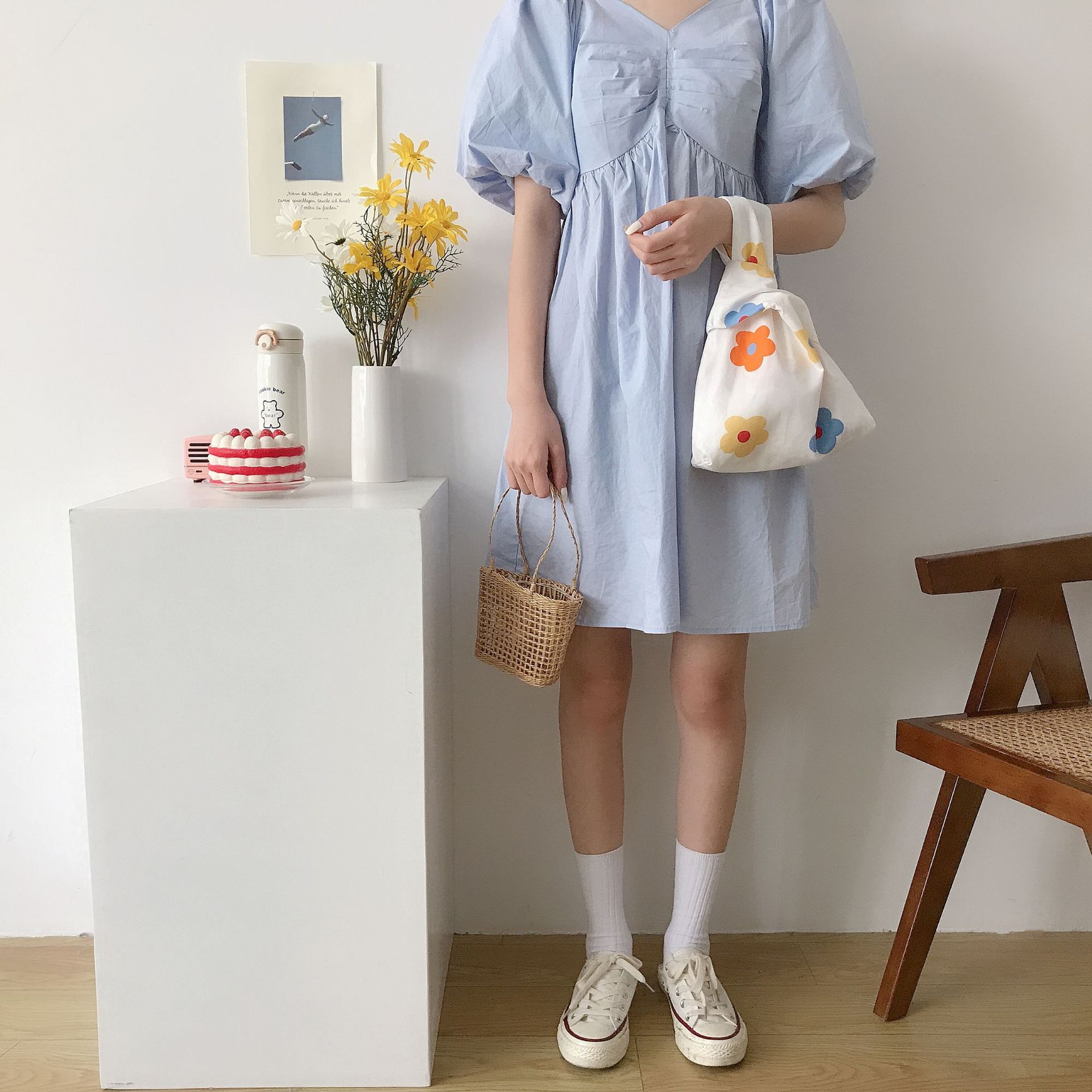 日式和风钱包钥匙手机棉袋子文艺女包小方包手拎袋复古日系手腕包