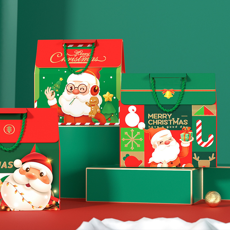 新しいクリスマスの手提げ箱の手提げ袋のリンゴのキャンデーのプレゼント箱の空の箱のクリスマスイブの包装のプレゼント|undefined
