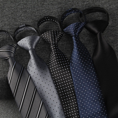 man formal wear business affairs Lazy man zipper necktie 8cm Polyester Dyed Jacquard 1200 Needle spot wholesale