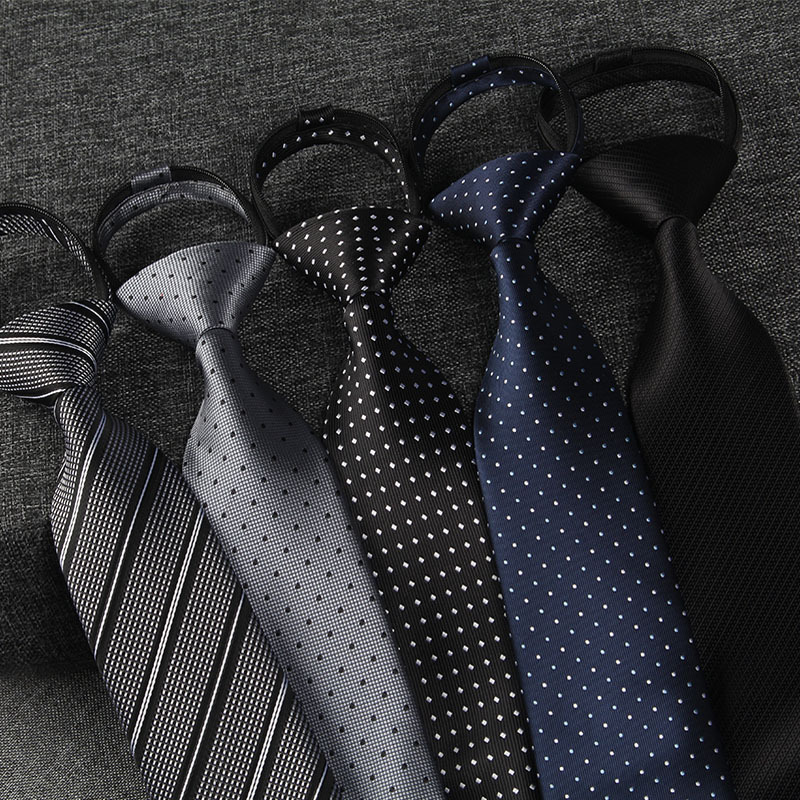 man formal wear business affairs Lazy man zipper necktie 8cm Polyester Dyed Jacquard 1200 Needle spot wholesale