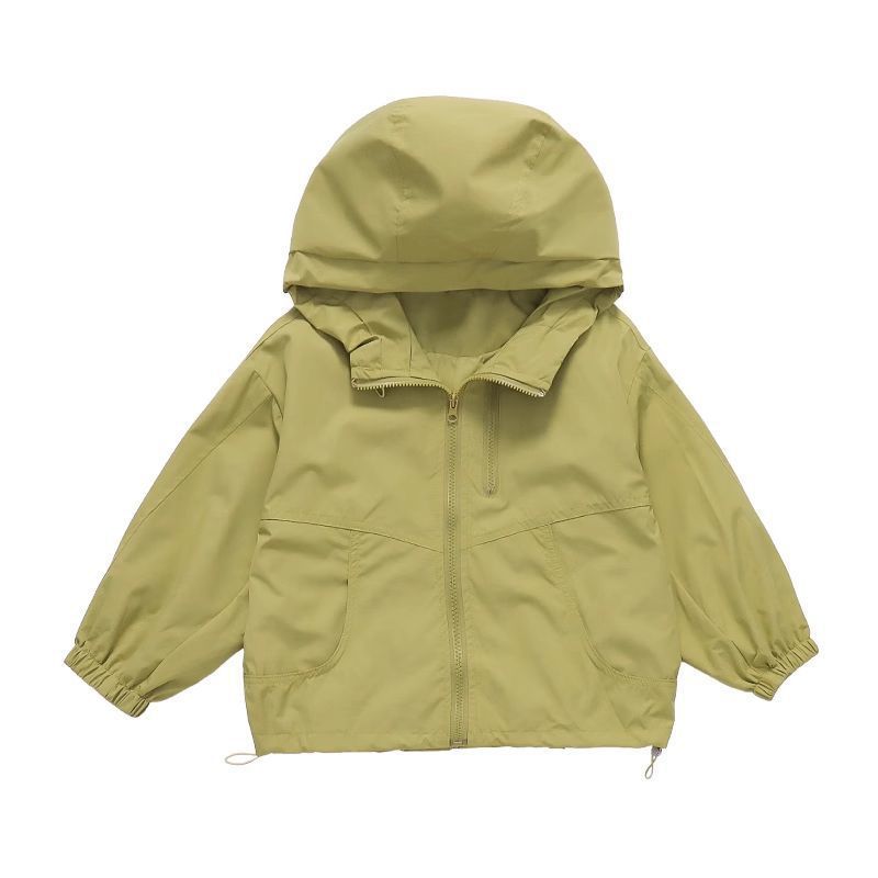 Niñas encapuchadas trajes de asalto a prueba de viento 2025 nuevos niños primavera y otoño estilo exterior casual niñas chaqueta deportiva al aire libre