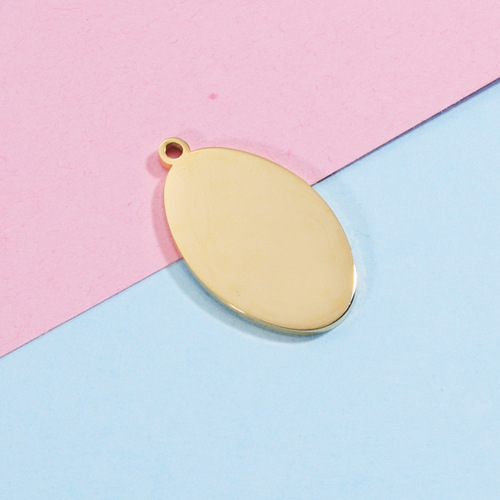 Hot selling mirror stainless steel outer hole geometric small hang tag diy oval laserable jewelry accessories