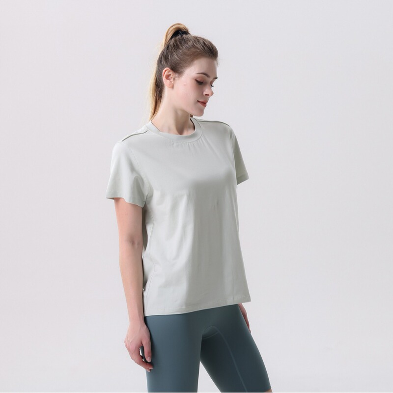 Summer Outdoor Fitness Quick-drying T-shirt Women's Yoga Clothing Sports Leisure Round Thin Loose Slimming Elastic Short Sleeve