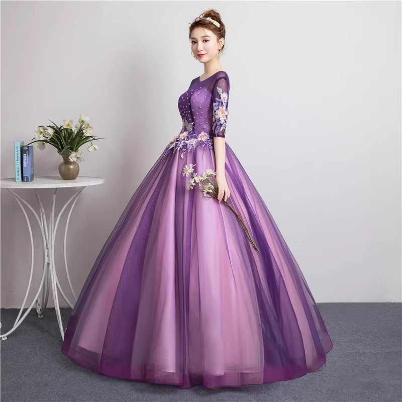 Vestido de actuación individual de hilo de colores para mujer, vestido largo para actuación musical vocal, vestido de noche para anfitriona de reunión anual, falda tutú