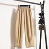 Spring summer trousers, elastic waist, loose fit, plus size, cotton and linen