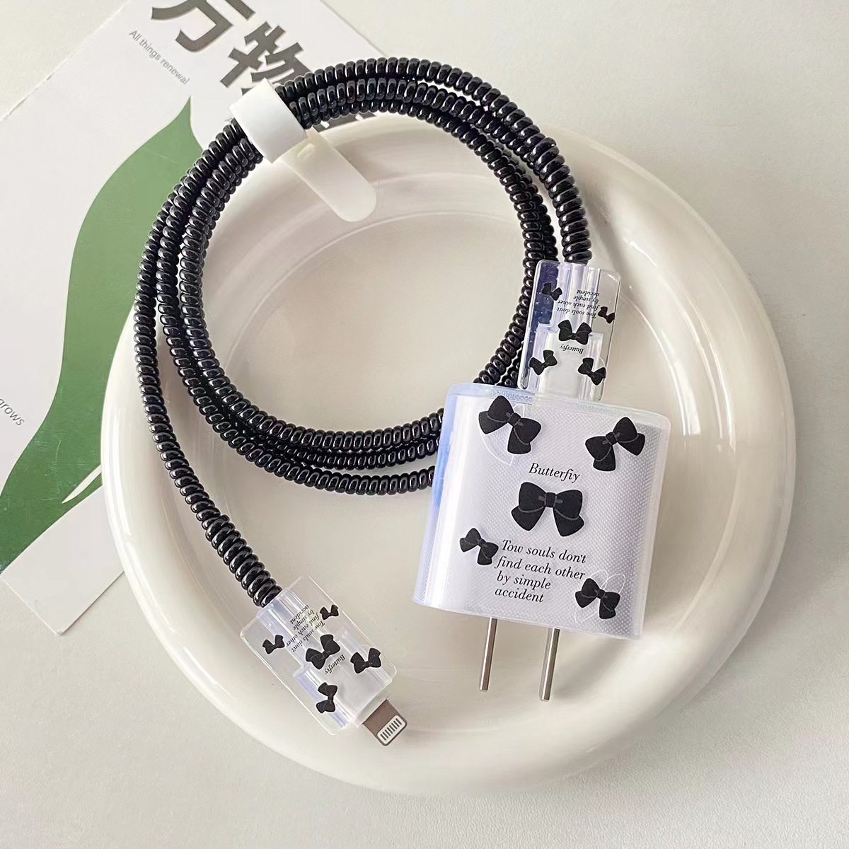 20W cargador de cable de datos Cable de bobinado cubierta protectora de carga rápida cubierta de la cabeza de impresión + cubierta de alambre 2 + 1 M de rayos láser