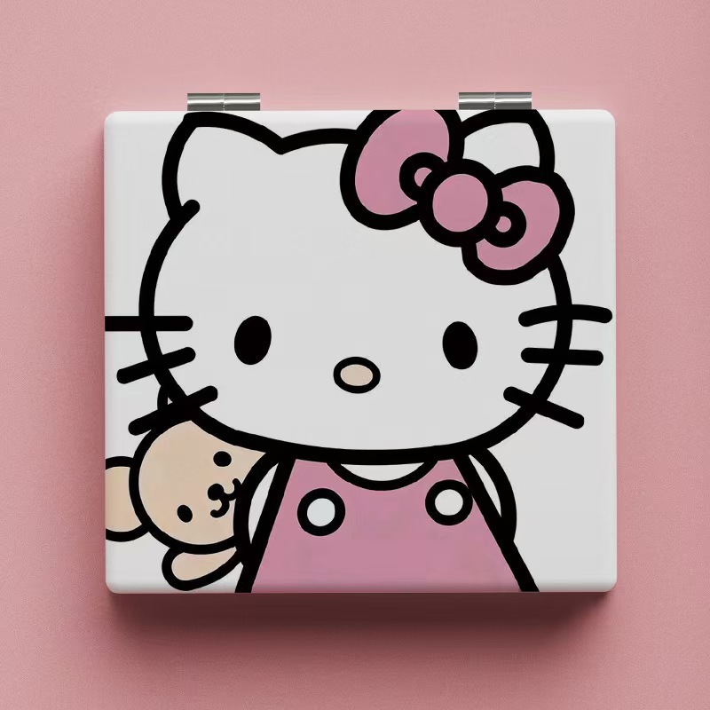 Lindo espejo pequeño Sanrio Kulomi espejo de maquillaje portátil de alto valor espejo de maquillaje portátil dormitorio de estudiantes espejo de maquillaje plegable