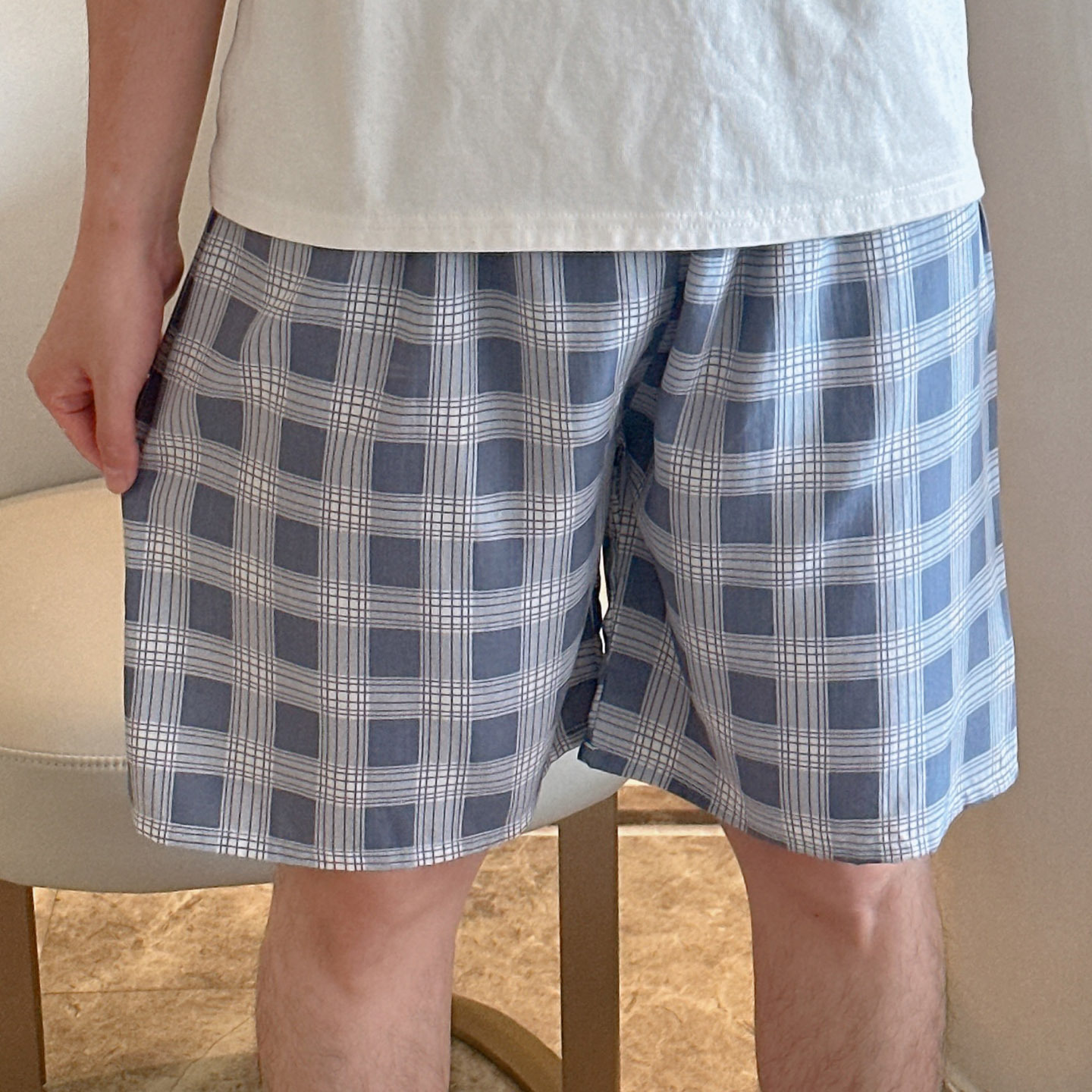 YY 남성용 반바지 라인 블루