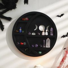 跨境哥特式圓形木製牆壁水晶收納置物架 民宿家居擺件工藝品裝飾