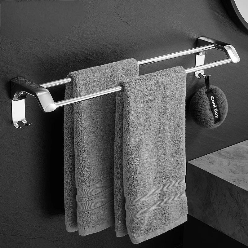 304 stainless steel toilet non-perforated bathroom stainless steel towel pole hanging pole single pole double pole toilet drying towel 304 stainless steel toilet non-perforated bathroom stainless steel towel pole hanging pole single pole double pole toilet drying towel
