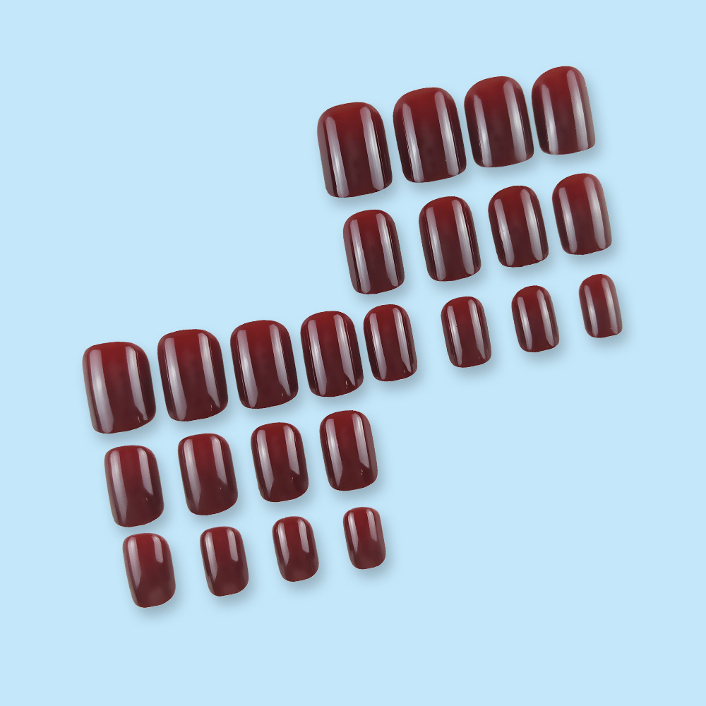 24 piezas de cerezas rojas, uñas de vestir, temperamento, uñas suaves y versátiles, uñas dulces de color sólido de venta caliente
