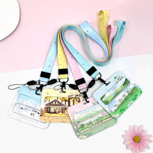 ABS高颜值卡套学生校卡水卡门禁卡包风景卡套挂脖IC卡保护套横款