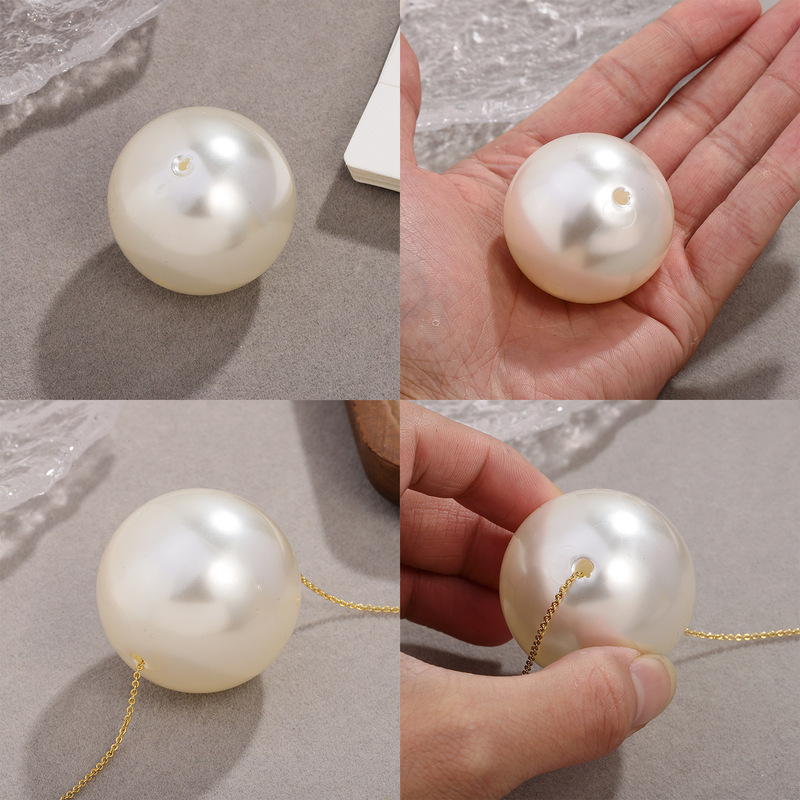 Highlight imitation shell straight hole 40mm imitation pearl loose beads plastic straight hole large pearl diy jewelry accessories wholesale