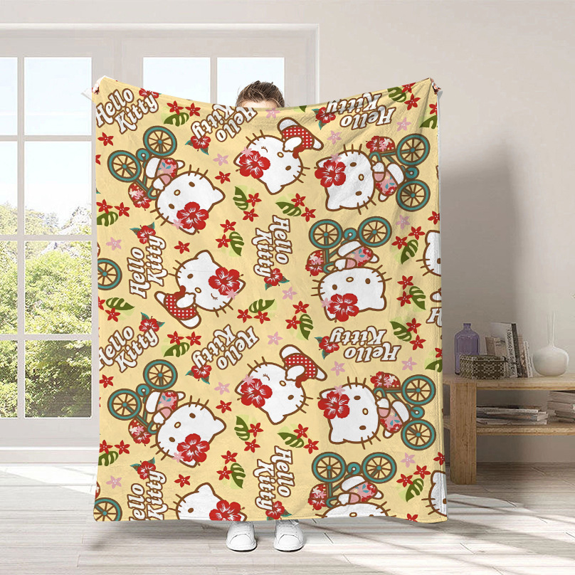 Monopolio transfronterizo de dibujos animados Sanrio mantas para niños lindas Hellokitty flange mantas de peluche cuatro estaciones mantas de peluche