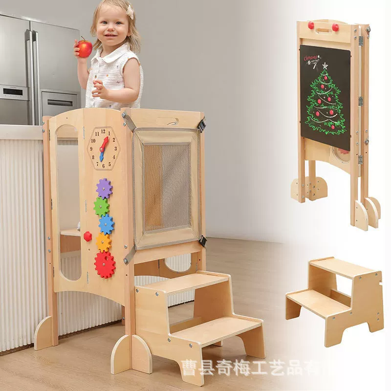 Детская учебная башня Складная детская кухня табурет с 2 ступенчатой табурет деревянная детская табуретка регулируемая высота белая табуретка