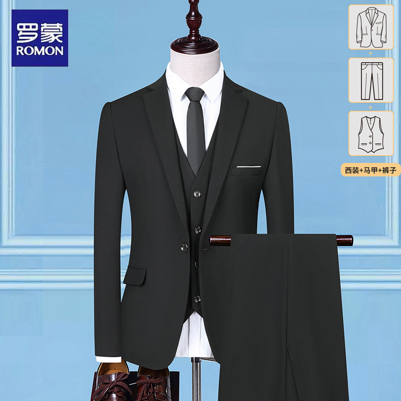 블랙 1버튼 [슈트+바지+조끼] 프리타이