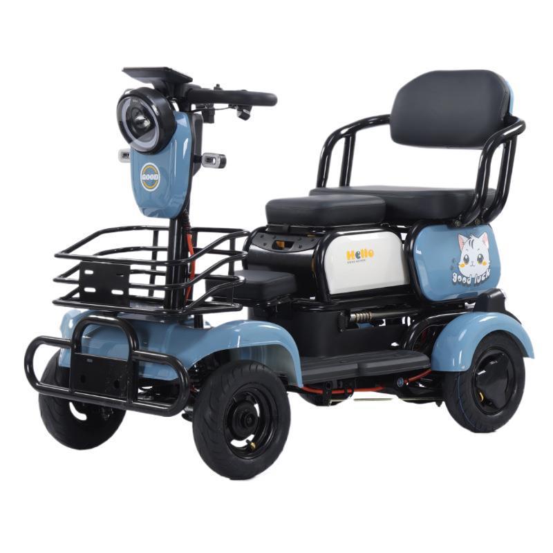 高齢者用スクーター 4輪 新型小型四輪電気自動車 落下防止 障害者用原付 子供送迎用 3人乗り|undefined