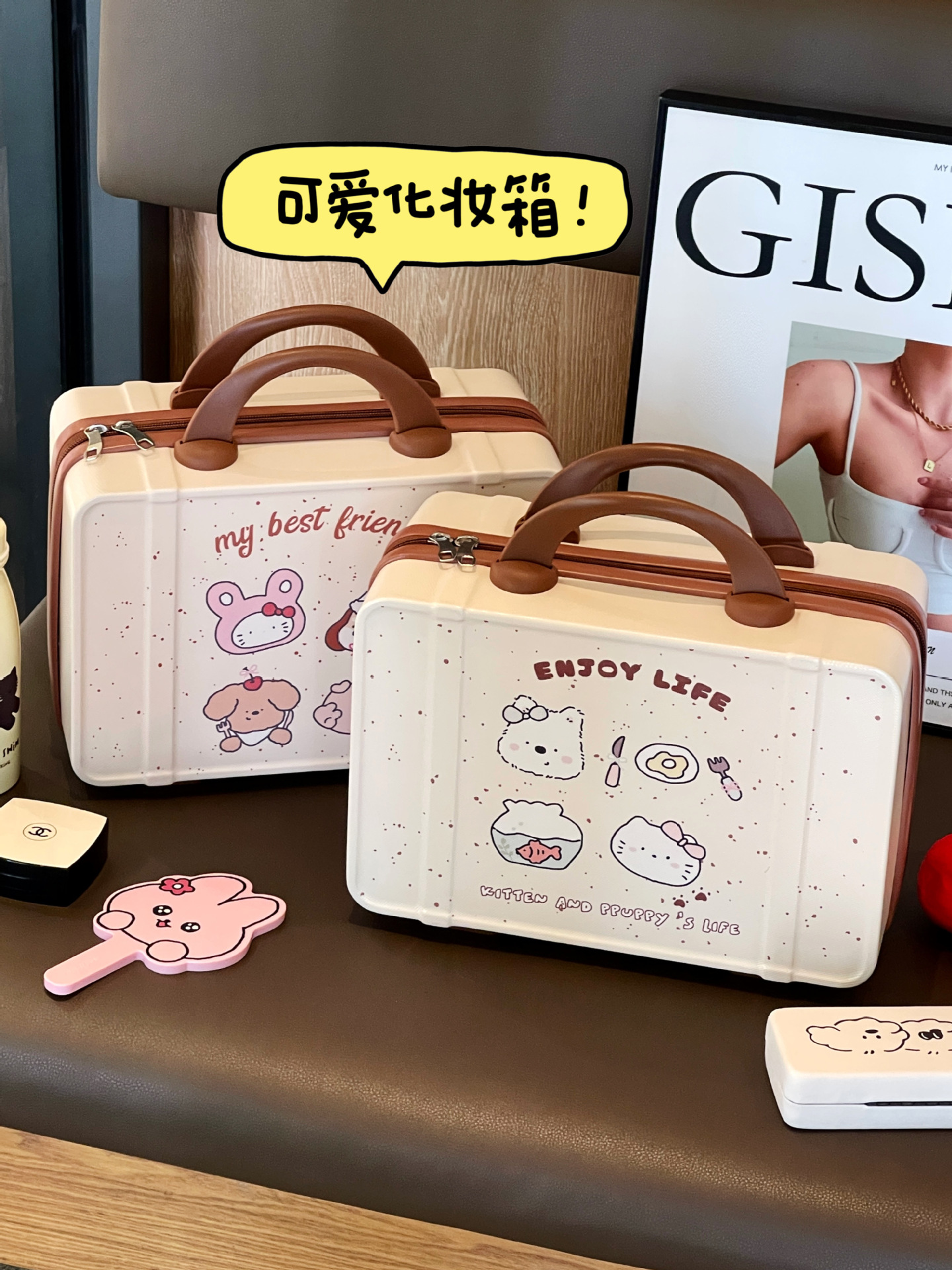 Bolsa de cosméticos, caja de cosméticos portátil para mujer de gran capacidad, maleta colgante, maleta impermeable, estuche de 14 pulgadas