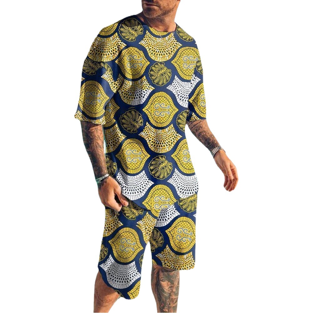 2022 nuevo traje de ropa de hombre impresión 3D más tamaño de manga corta Camiseta pantalones cortos traje en stock suministro de fábrica