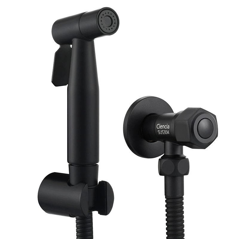 Black toilet, set, bidet