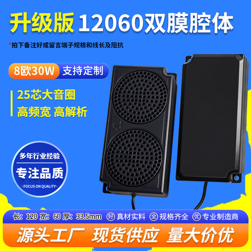 Jinggeyuan Upgraded Version 12060 Dual-Membrane Cavity 8 Ohm 30W Multimedia Audio Full-Range Bass Speaker