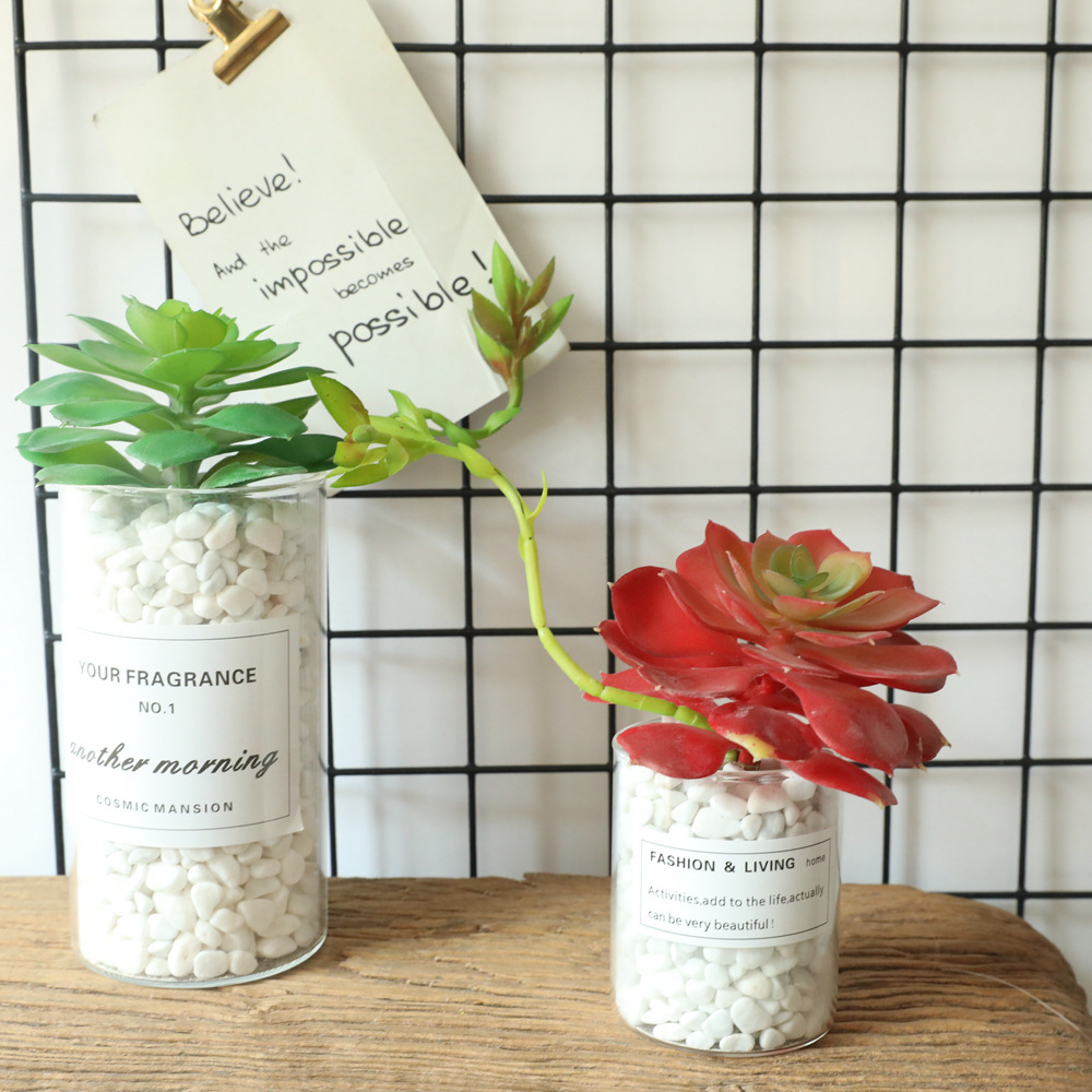 廠家微景觀 帶花連體寶蓮 室內綠植牆 假花仿真花多肉仿真MW17667