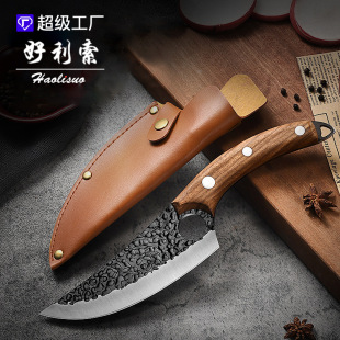 Commercial hand-forged steel bone knife slaughter knife meat selling knife sheep cutting knife meat cutting knife pig cutting knife