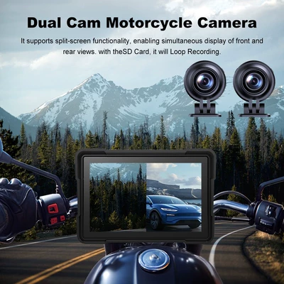 Camera Dual Lens, Motuoche Motorcycle driving recorder