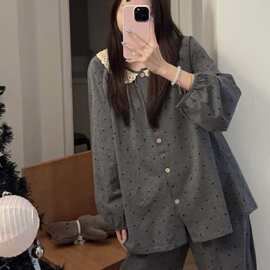 纯绵秋款长袖女睡衣家居服