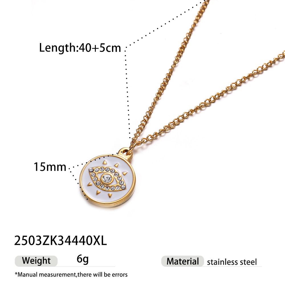 Vintage Style Style PVD Coated Real Gold Plated Devil's Eye 304 Stainless Steel Vintage Style Waterproof Non Tarnish 304 Stainless Steel Pendant Necklace