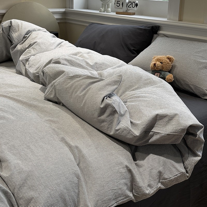 Class a Bedding Four-Piece Set Washed Cotton 2025 New Style Bed Sheet Duvet Cover Student Dormitory Single Three-Piece Set 3