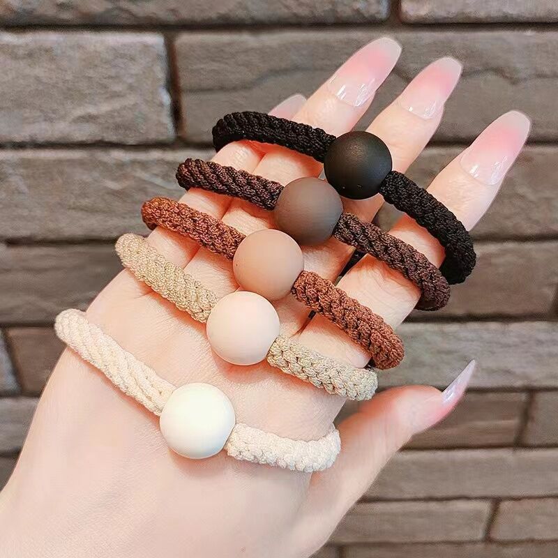 Bold matte bead hair ring new coffee col...