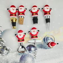 举手圣诞老人酒塞啤酒开瓶器红酒螺旋软木塞启瓶器餐巾环圣诞节