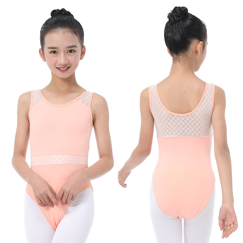 工厂批发现货新款夏季儿童舞蹈服 蕾丝网纱连体服 舞蹈体操服坎袖