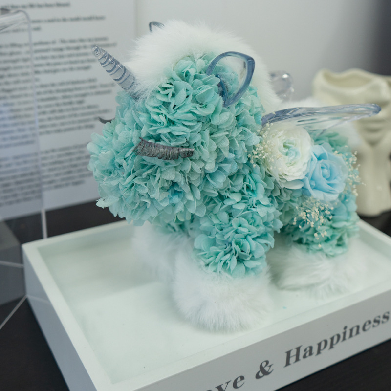 Caja de acrílico con flor de hortensia eterna, unicornio, flor real, regalo para novia o mejor amiga, regalo de cumpleaños de alta gama al por mayor.