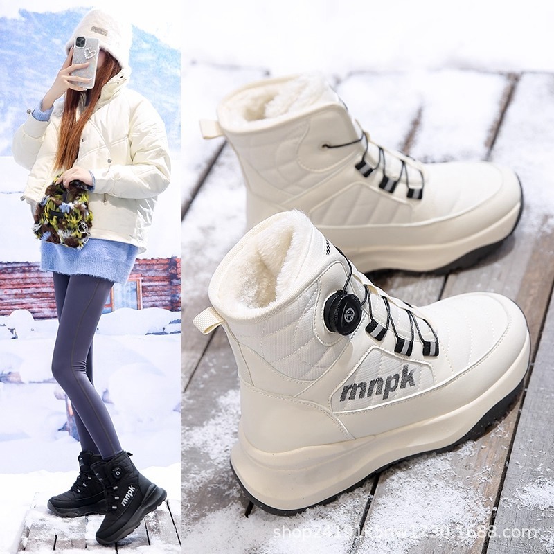 Winter High-top Couple Snow Boots Men's fleece-lined Thickened Warm Goose Cotton Shoes Northeast Live Outdoor Men's and Women's Long Boots