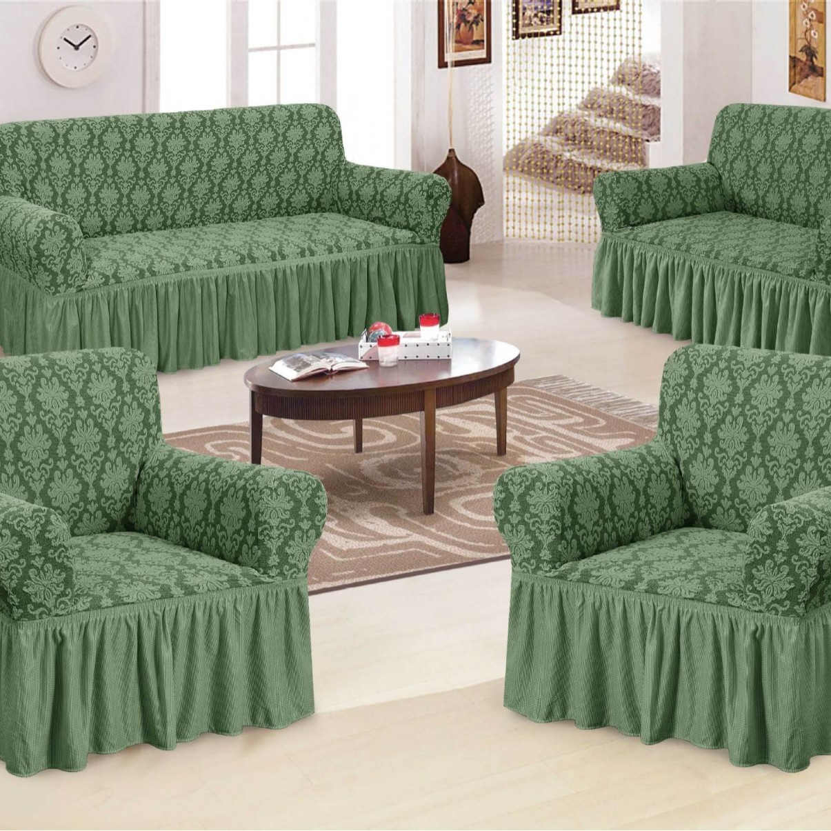 Housse de canapé élastique minimaliste style romantique français_voghion.com