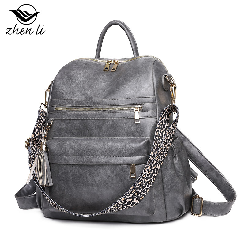 Bolsas transfronterizas mochila de gran capacidad mochila retro de moda de cuero suave bolso de hombro de doble uso Mochila De mujer