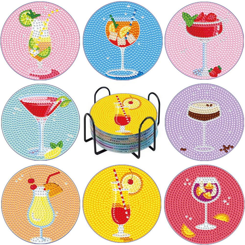 Diamante transfronterizo pintado DIY tazas aislante de calor Amazon frutas tazas de vidrio brillante acrílico hecho a mano