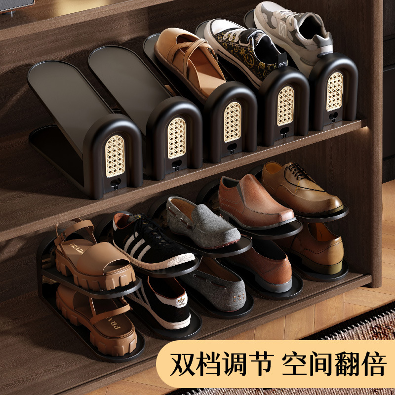 Medieval-Style Multi-Layer Shoe Rack, Household Storage Rack, Adjustable Shoe Cabinet, Shoe Storage, Retro Thickened Plastic Storage Rack