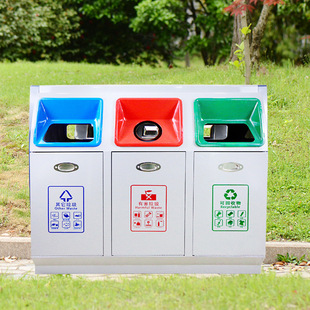 Indoor Large-Size Shanghai Trash Cans for Multiple Residential Areas, Outdoor Sanitation Three-Four Sorting Dry and Wet Waste Bins