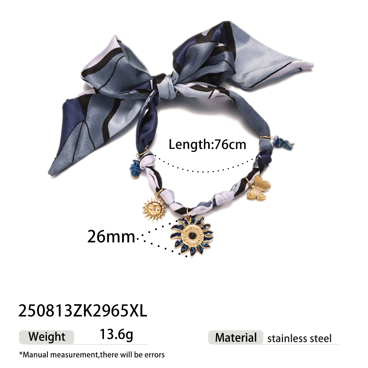 Tiana Europa y América colgante de flores de acero inoxidable nicho ligero de lujo collar bufandas azules gradientes joyerías de venta caliente transfronterizas